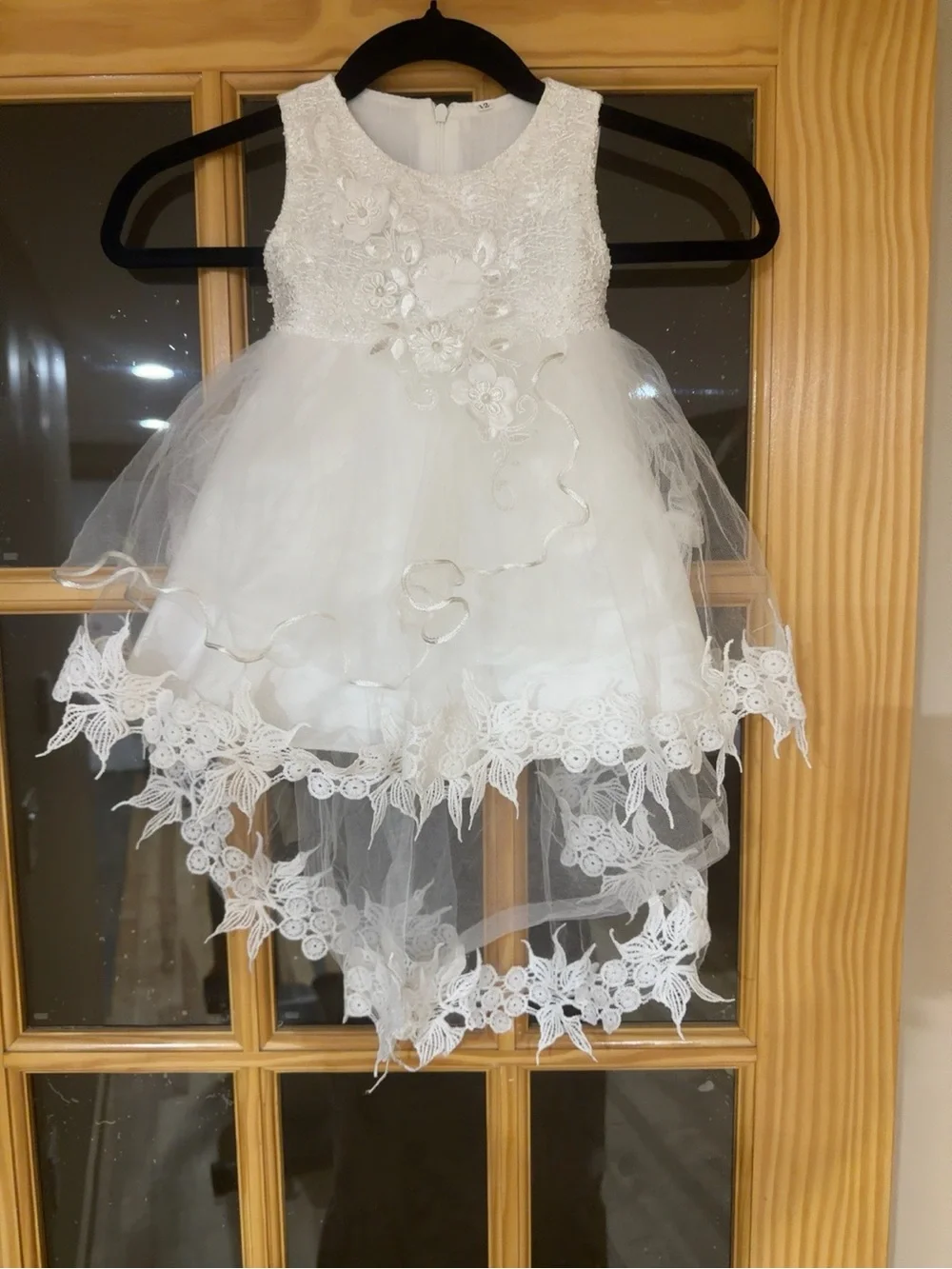 Baby Girl White Lace Tulle Dress with Headband.  64